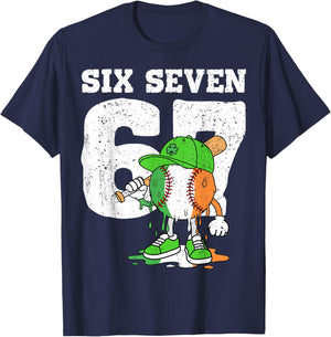 Boys St Patricks Day 67 Six Seven Baseball Ice Cream Drip T-Shirt - T-Shirt | Navy