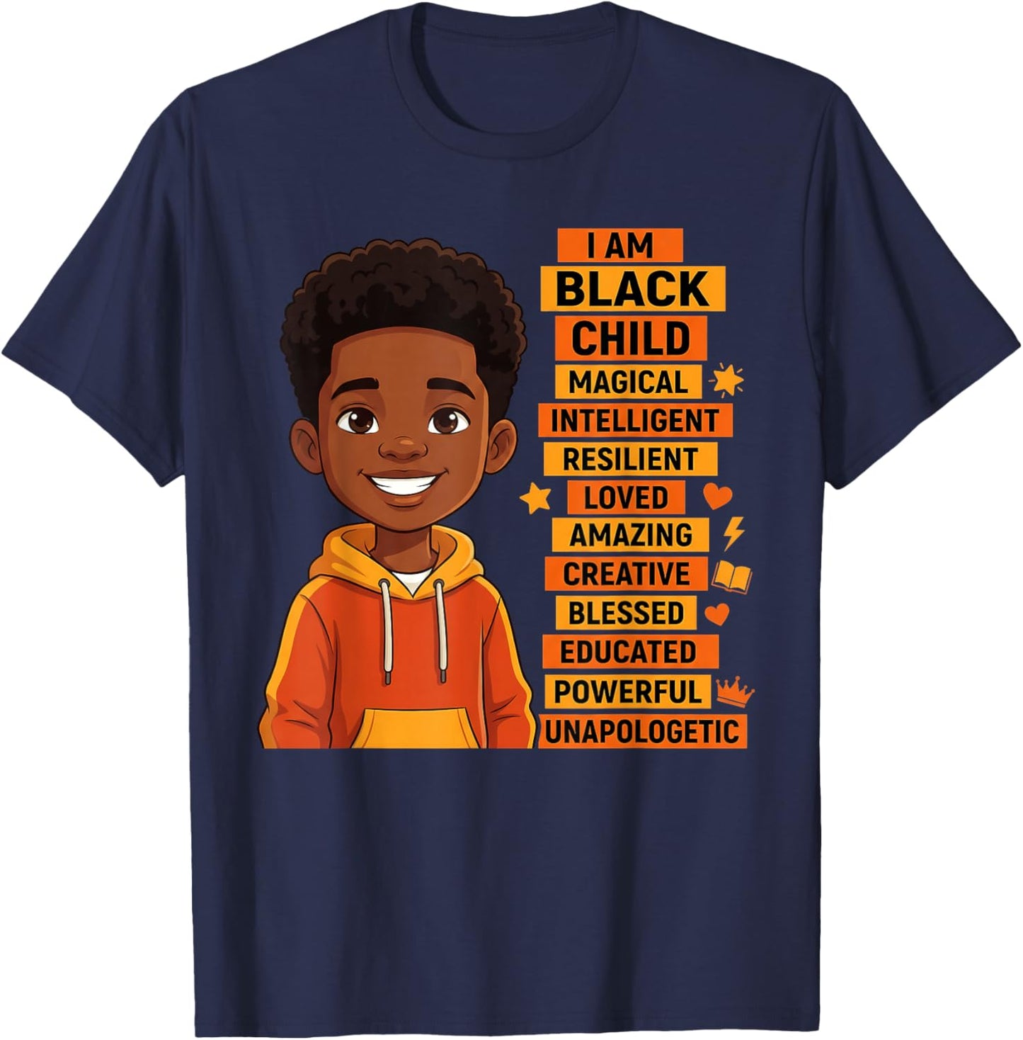 I'm Black History Month Shirt Boys Kids African American T-Shirt - T-Shirt | Navy