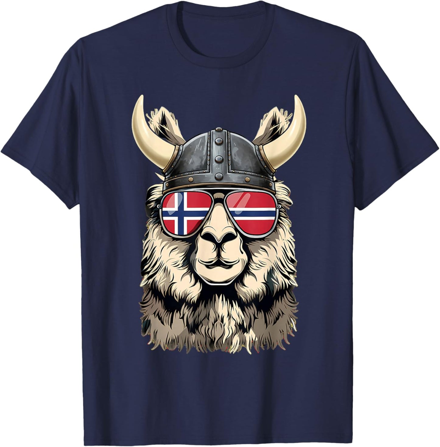 Norway Roots Llama Alapaca Norwegian Flag Norge T-Shirt - T-Shirt | Navy