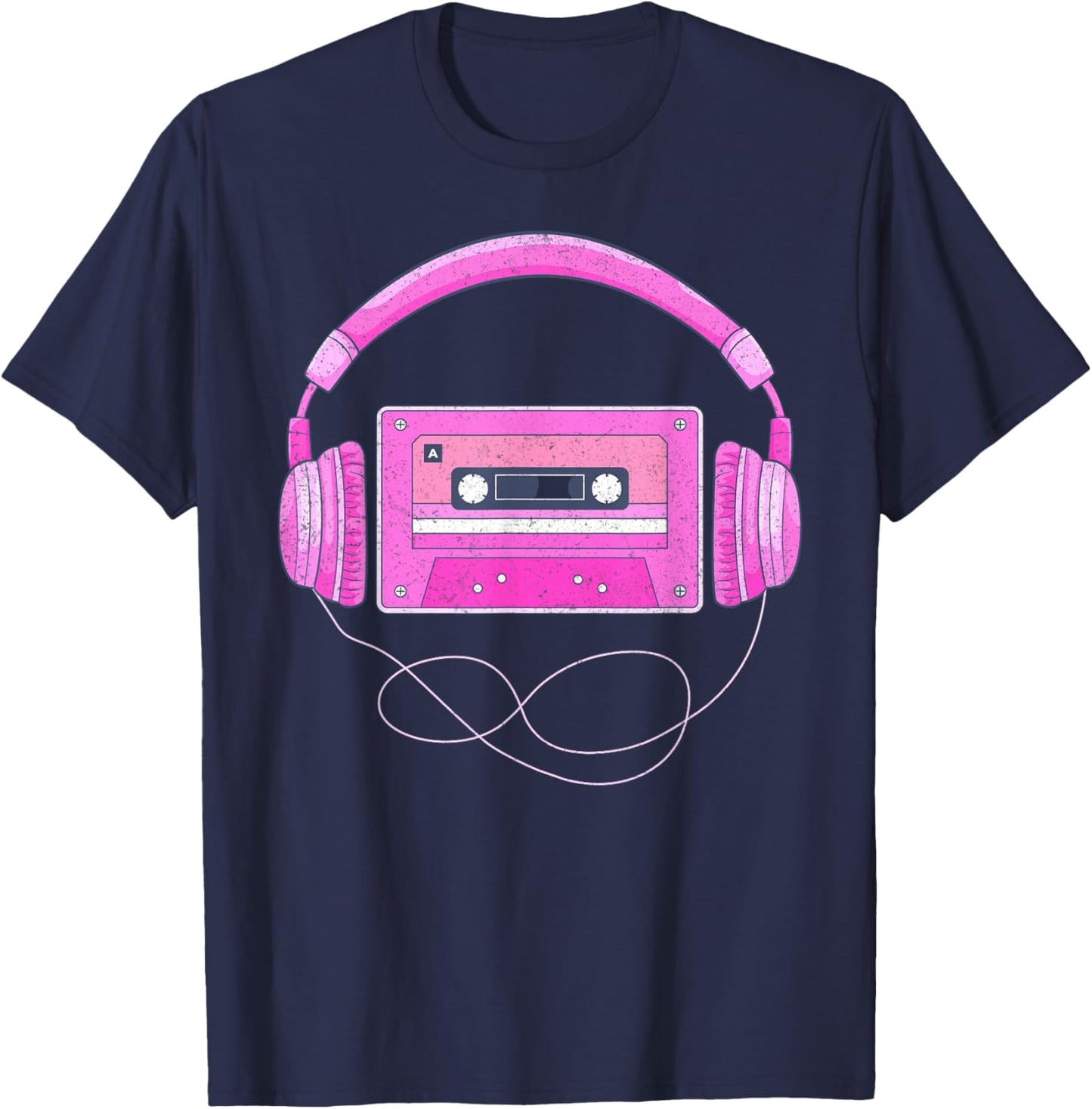 Love 80's 90's Music Retro Style Vintage Headphone Music DJ T-Shirt - T-Shirt | Navy