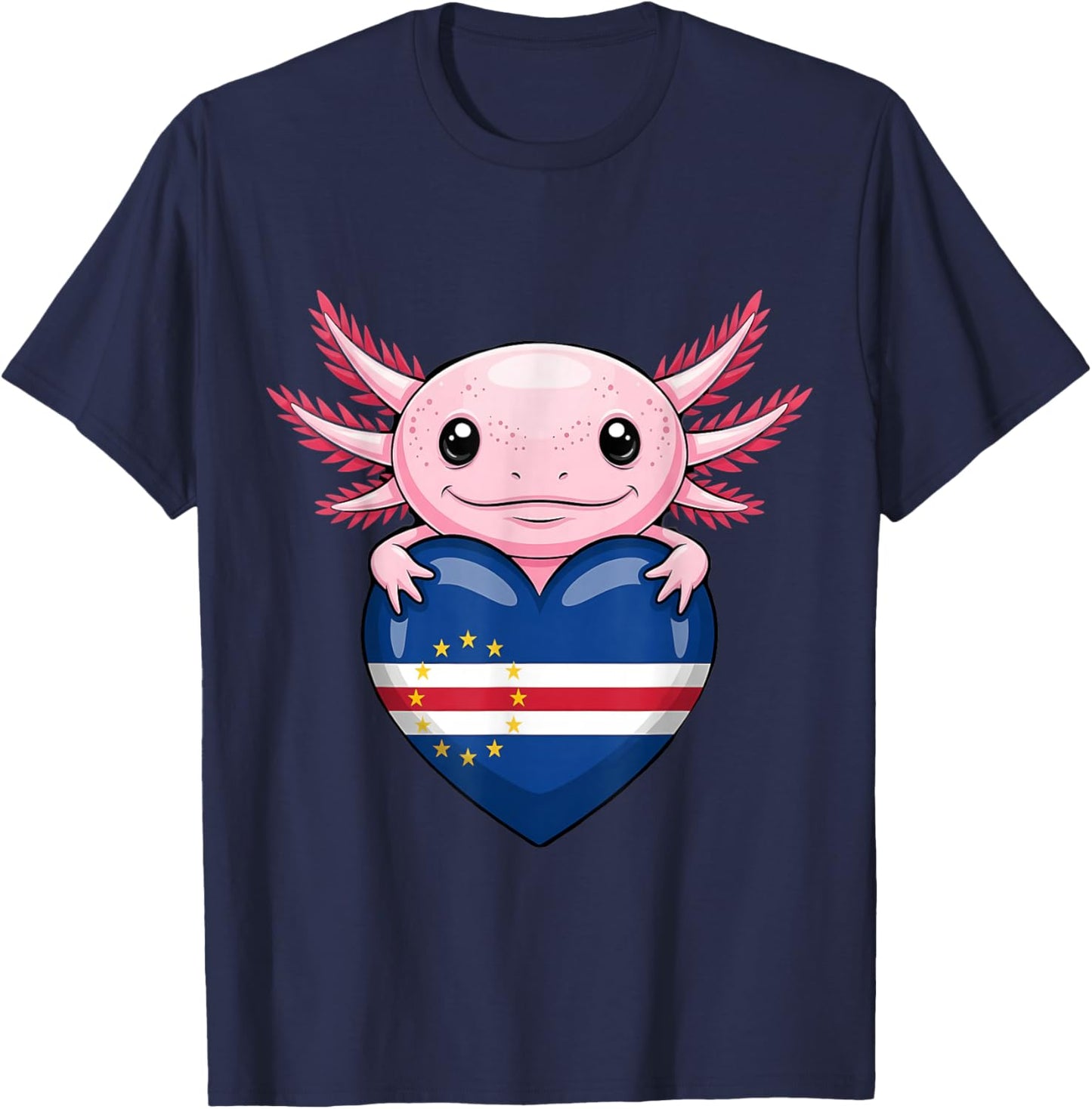 Cape Verde Roots Axolotl Cabo Verde Cape Verdean Flag T-Shirt - T-Shirt | Navy