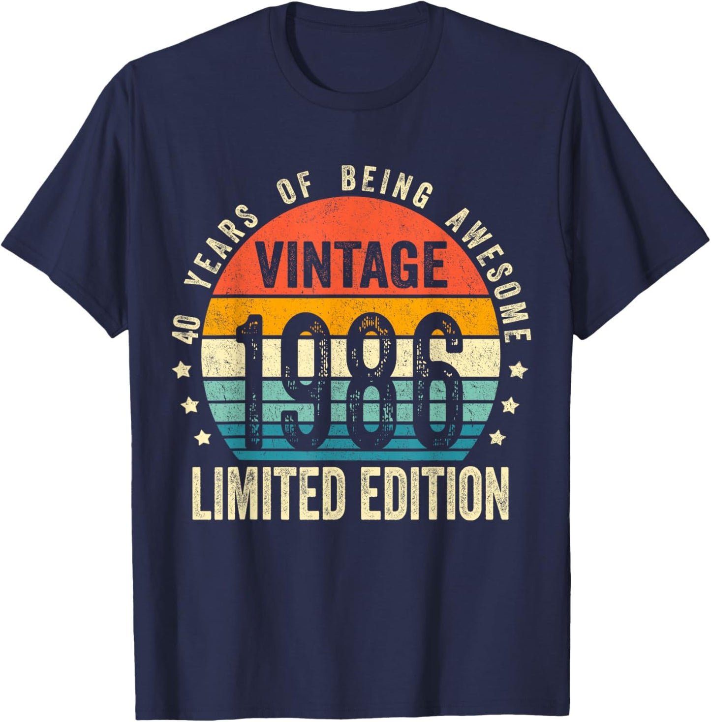Vintage 1986 40th Birthday Gift Men Women 40 Years Old T-Shirt - T-Shirt | Navy
