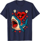 Valentines Day Heart Riding Shark Funny Toddler Boys Kids T-Shirt - T-Shirt | Navy
