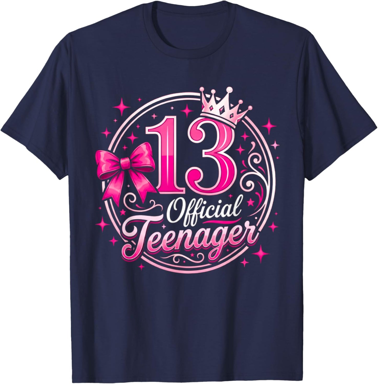 13th Birthday Girl 13 Years Old Official Teenager Birthday T-Shirt - T-Shirt | Navy