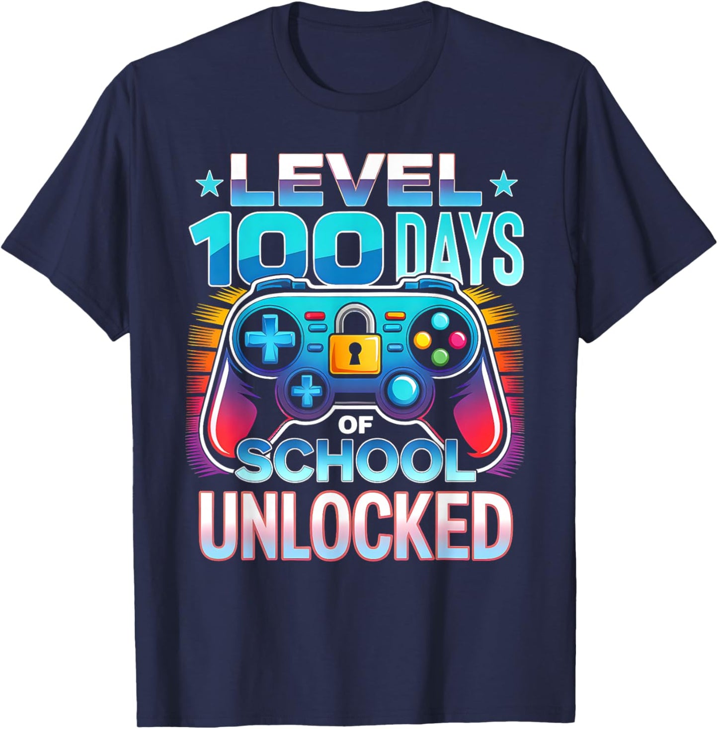 Level 100 Days of School Unlocked 100th Day of School Boys T-Shirt - T-Shirt | Navy