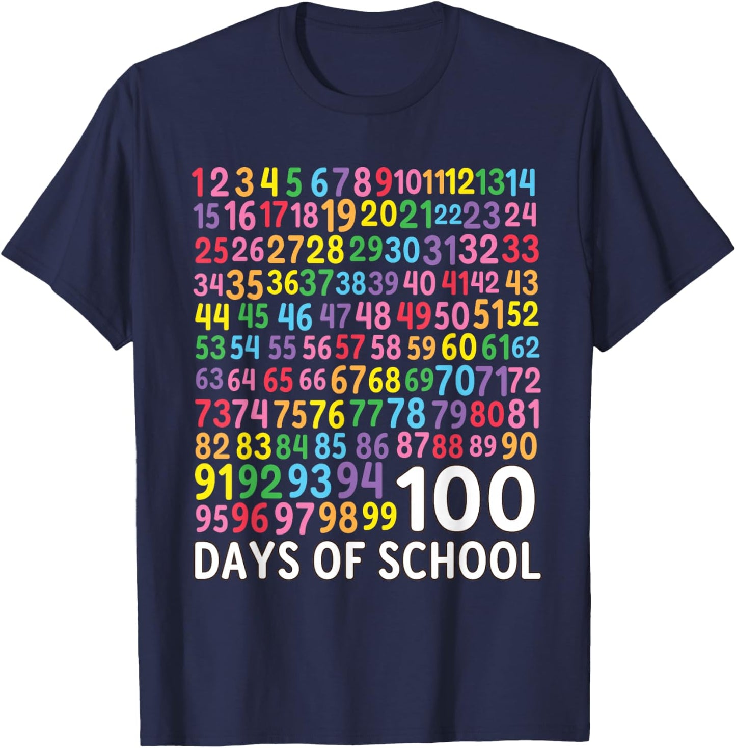 100th Day School Numbers Counting Celebration T-Shirt - T-Shirt | Navy