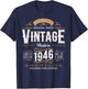 Vintage 1946 Label 80th Birthday Gift Men Women 80 Year Old T-Shirt - T-Shirt | Navy