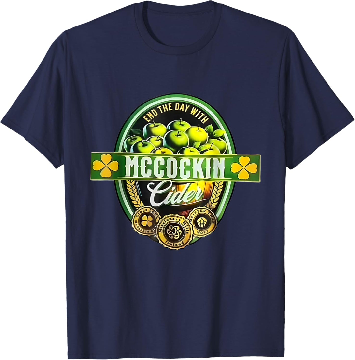 Vintage Maccockin Cider Funny St Patrick's Day T-Shirt - T-Shirt | Navy