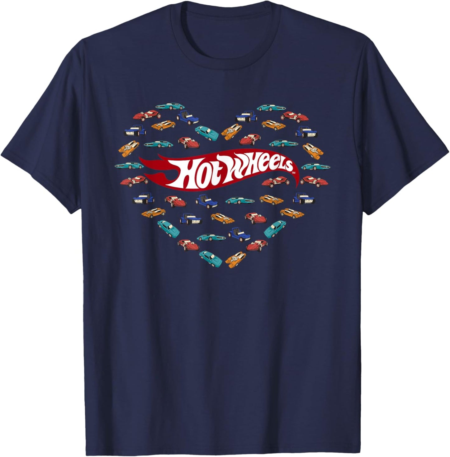 Hot Wheels Valentine's Day Heart with Cars T-Shirt - T-Shirt | Navy