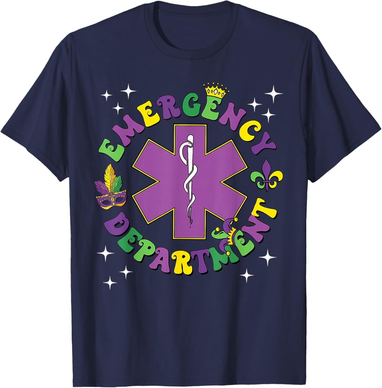 Mardi Gras Emergency Department Nurse New Orleans Nursing T-Shirt - T-Shirt | Navy