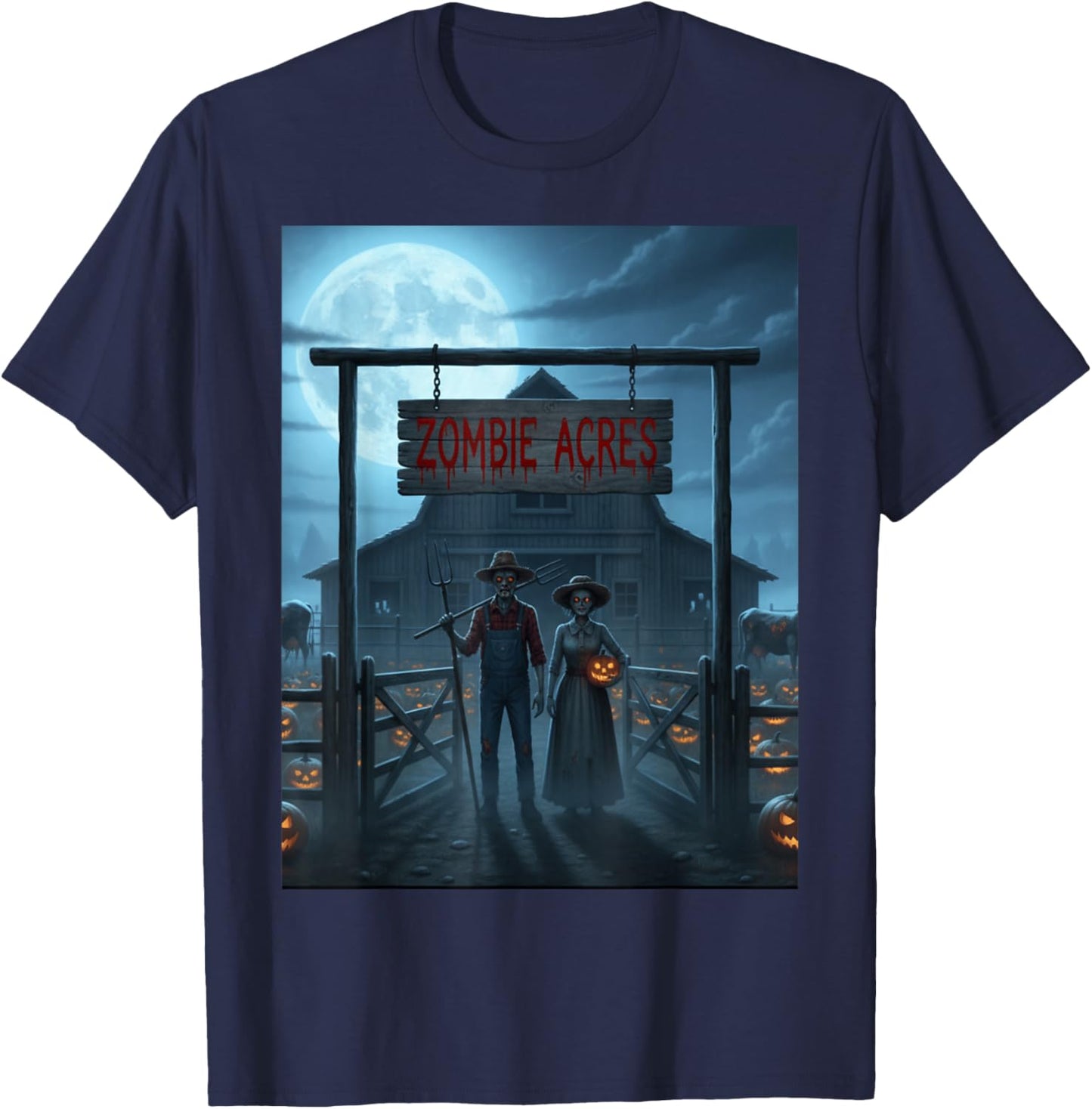 Farm of The Undead Harvest Horror T-Shirt - T-Shirt | Navy