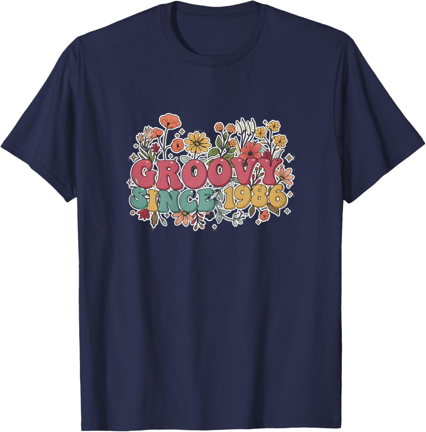 Groovy Since 1986 40th Birthday Vintage T-Shirt - T-Shirt | Navy