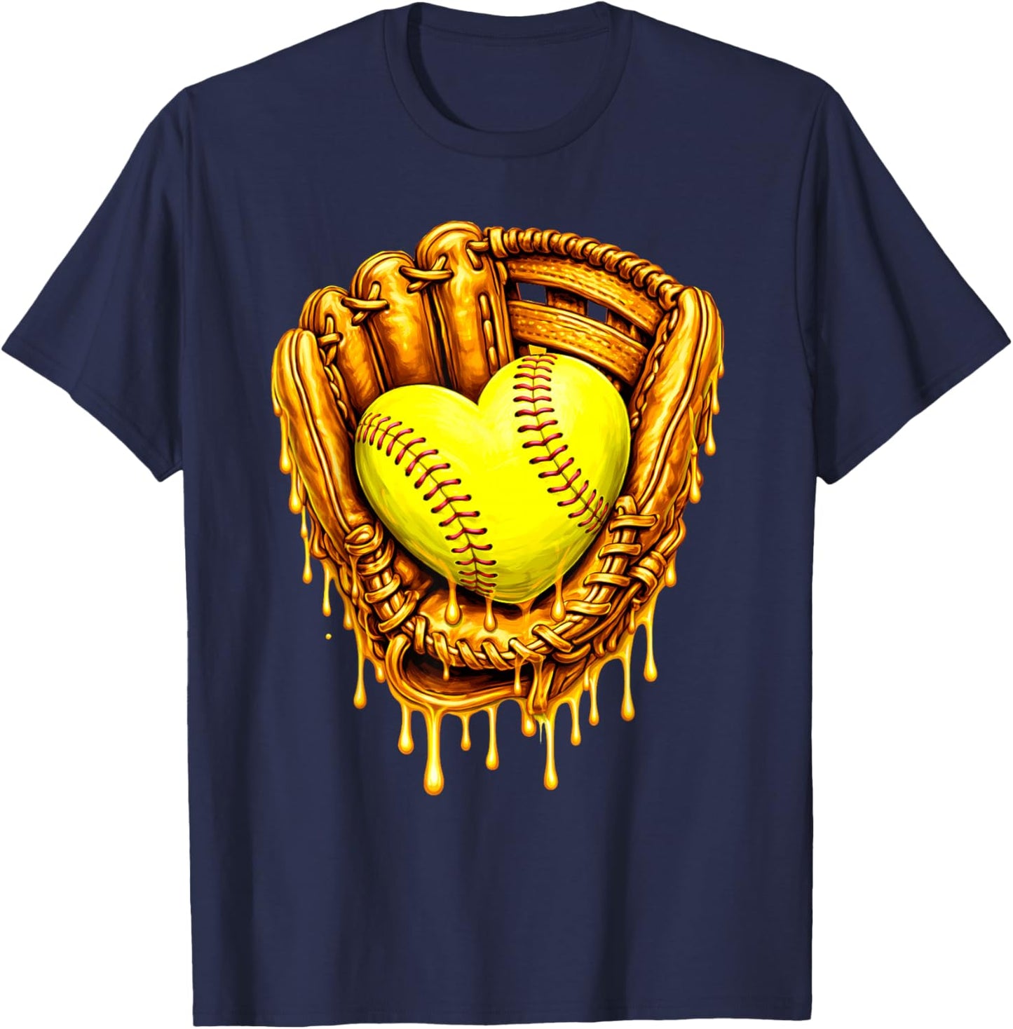 Cute Softball Heart Happy Valentines Boys Women Men Kids T-Shirt - T-Shirt | Navy