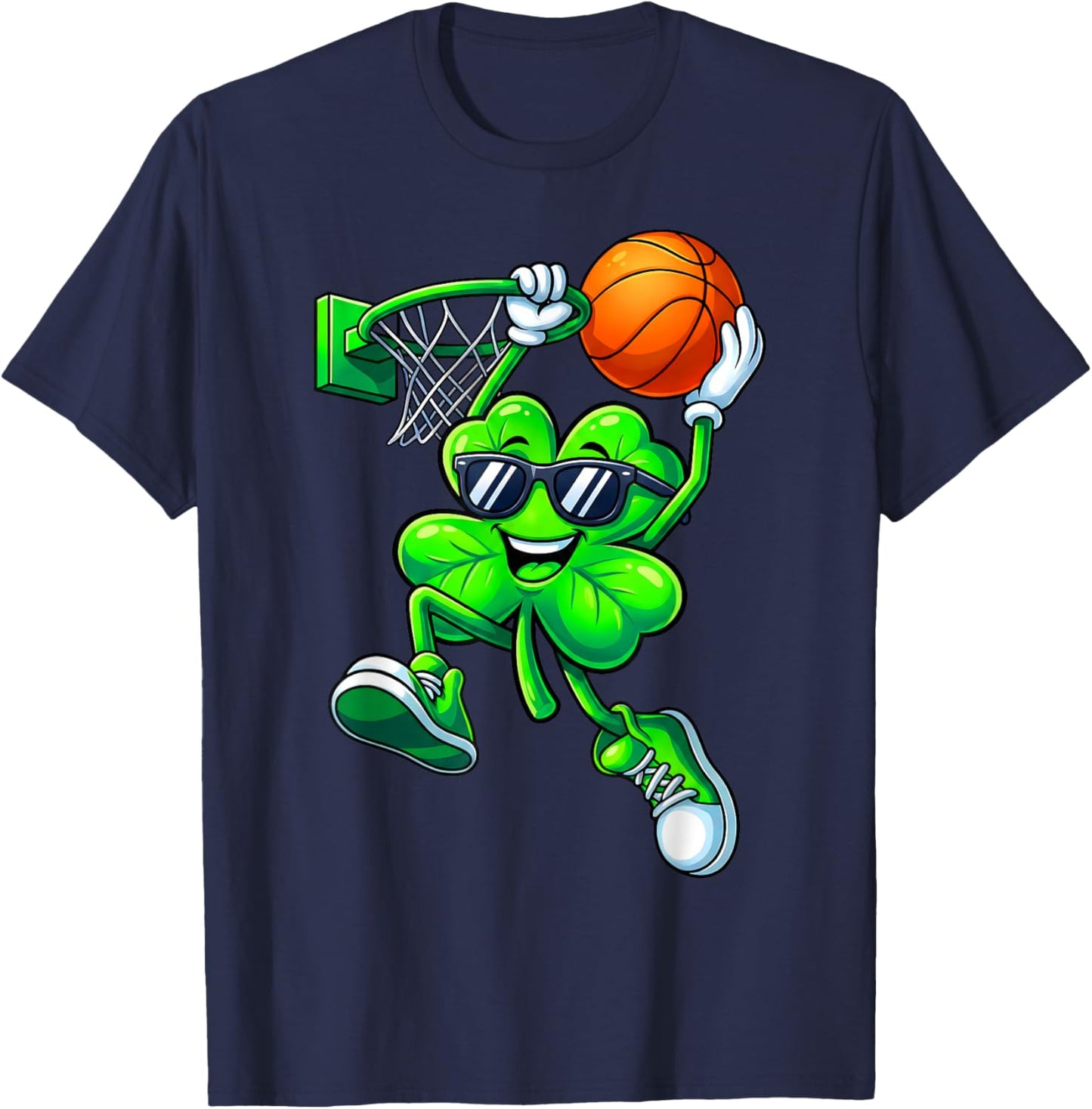 Shamrock Basketball Irish St Patricks Men Boy Kid Apparel T-Shirt - T-Shirt | Navy