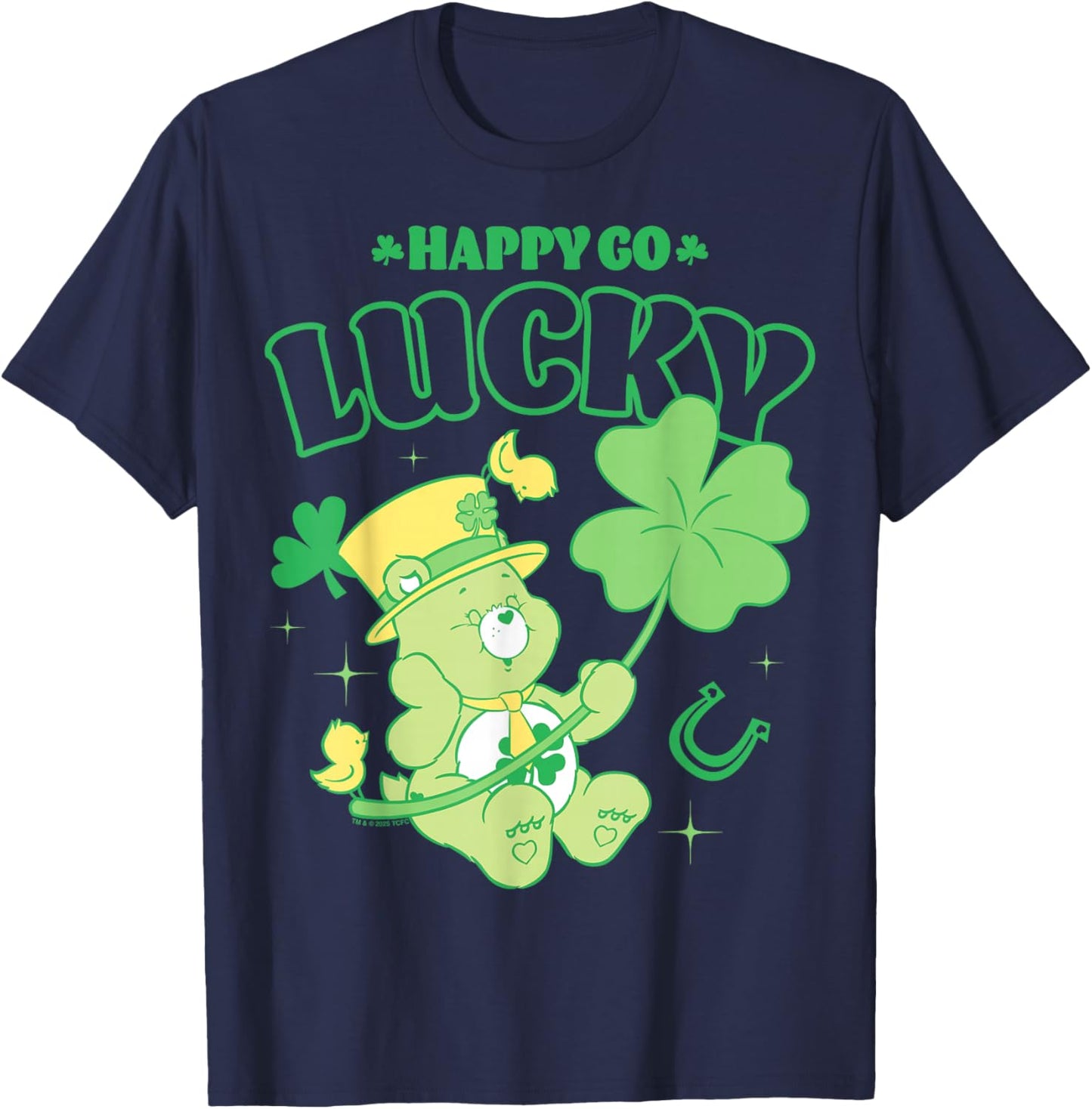 Care Bears St. Patrick's Day Lucky Bear Big Clover Portrait T-Shirt - T-Shirt | Navy