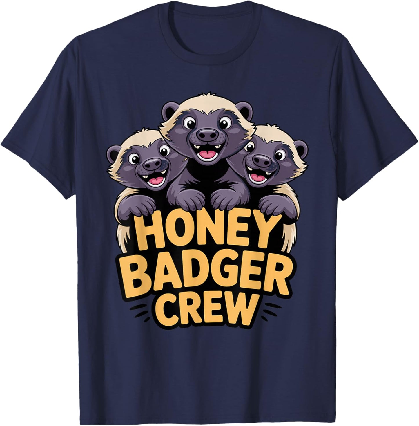 Bright Mustelid Cool Playful Vivid Black Tough Honey Badger T-Shirt - T-Shirt | Navy