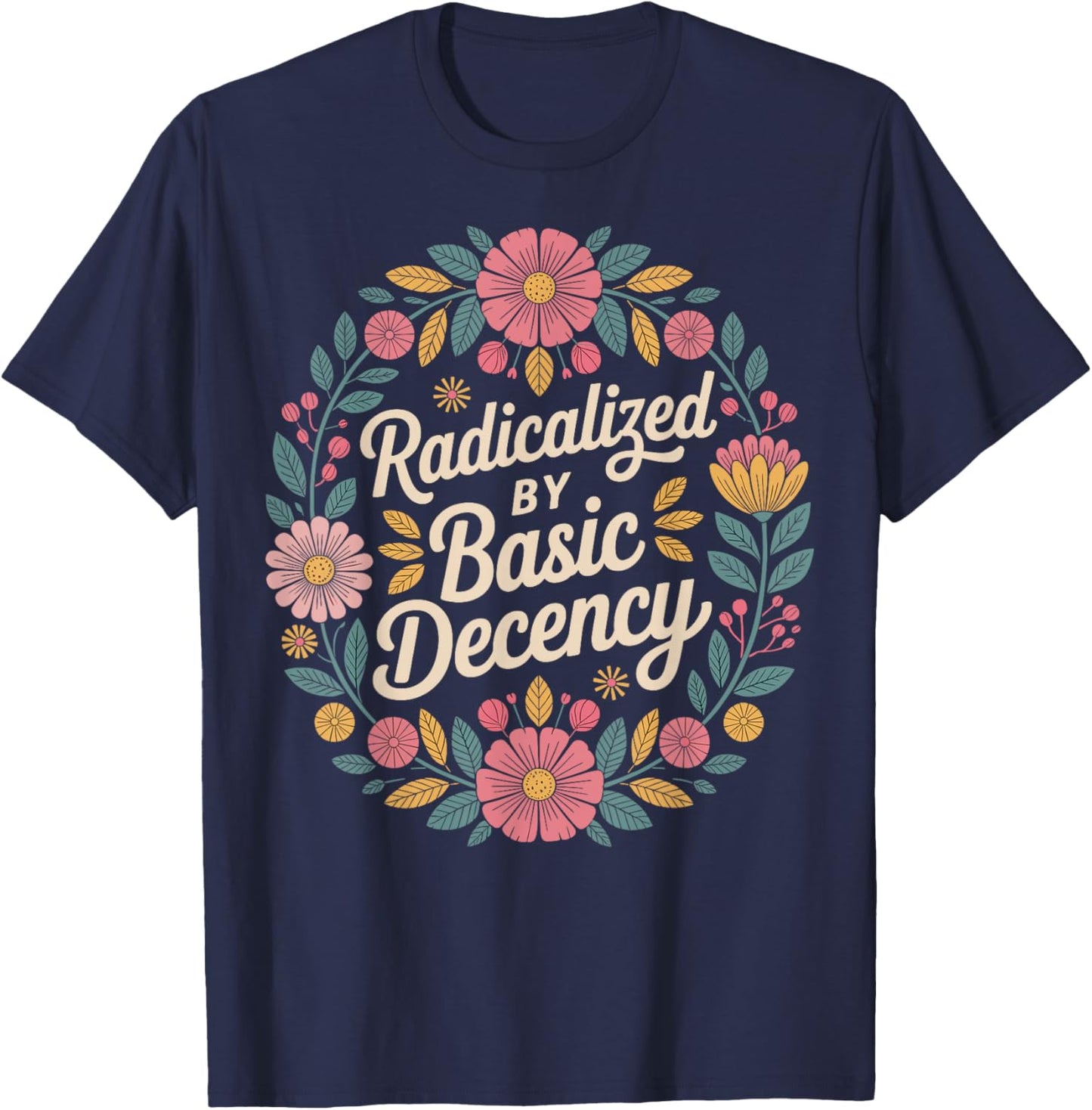 Retro Radicalized by Basic Decency Vintage Wild Floral Women T-Shirt - T-Shirt | Navy