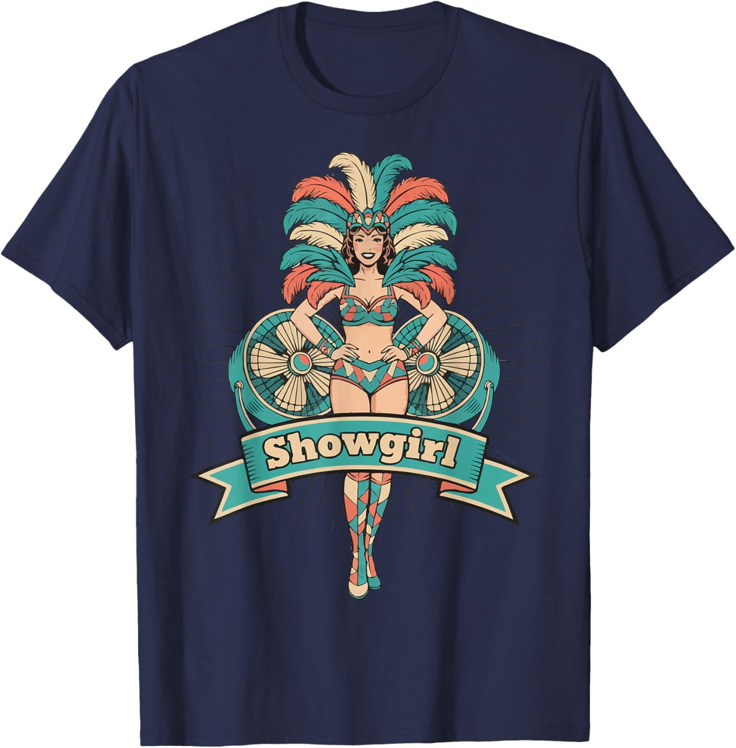 Showgirl Carnival Costume Extravaganza Art T-Shirt - T-Shirt | Navy