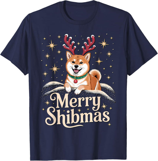 Merry Shibmas – Funny Shiba Inu Christmas T-Shirt - T-Shirt | Navy