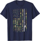 Fishing Camouflage US American Flag Bass Fish Fisherman Camo T-Shirt - T-Shirt | Navy