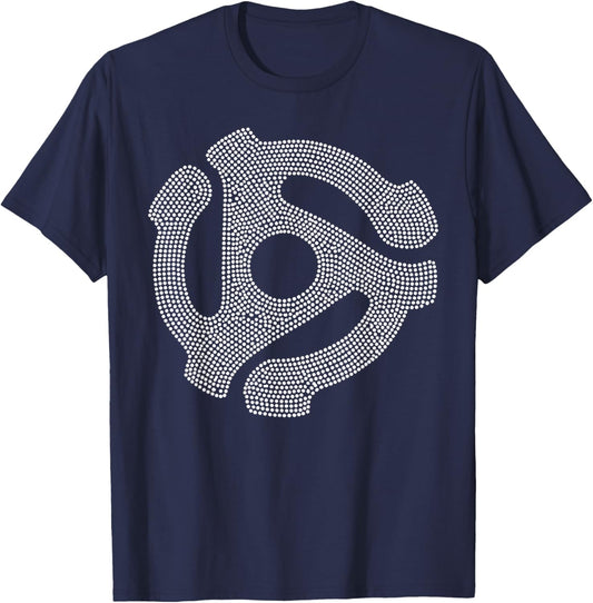 Retro 45 RPM Adapter Vinyl Music Symbol Design T-Shirt - T-Shirt | Navy