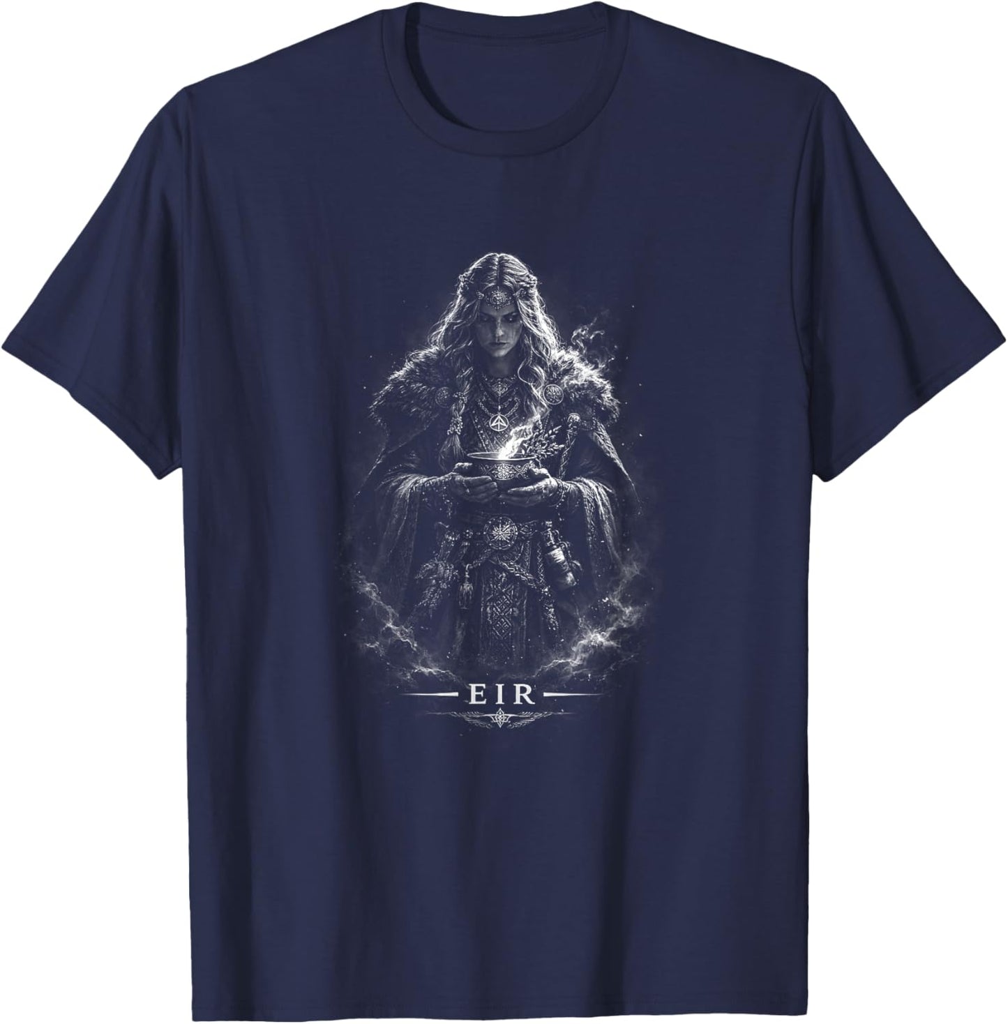 Eir Norse Female Goddess Viking Healer Mythology Magic T-Shirt - T-Shirt | Navy