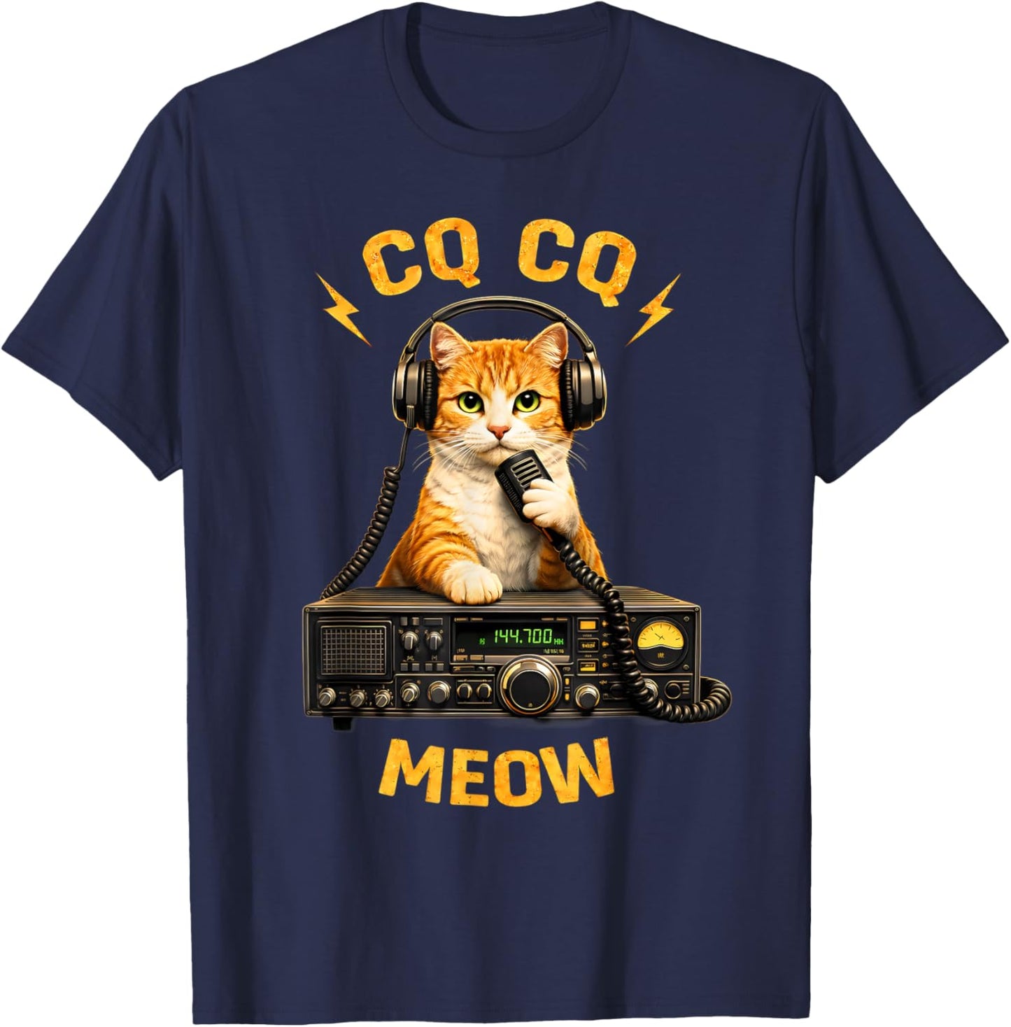 Funny Cat Ham Radio Operator T-Shirt - T-Shirt | Navy