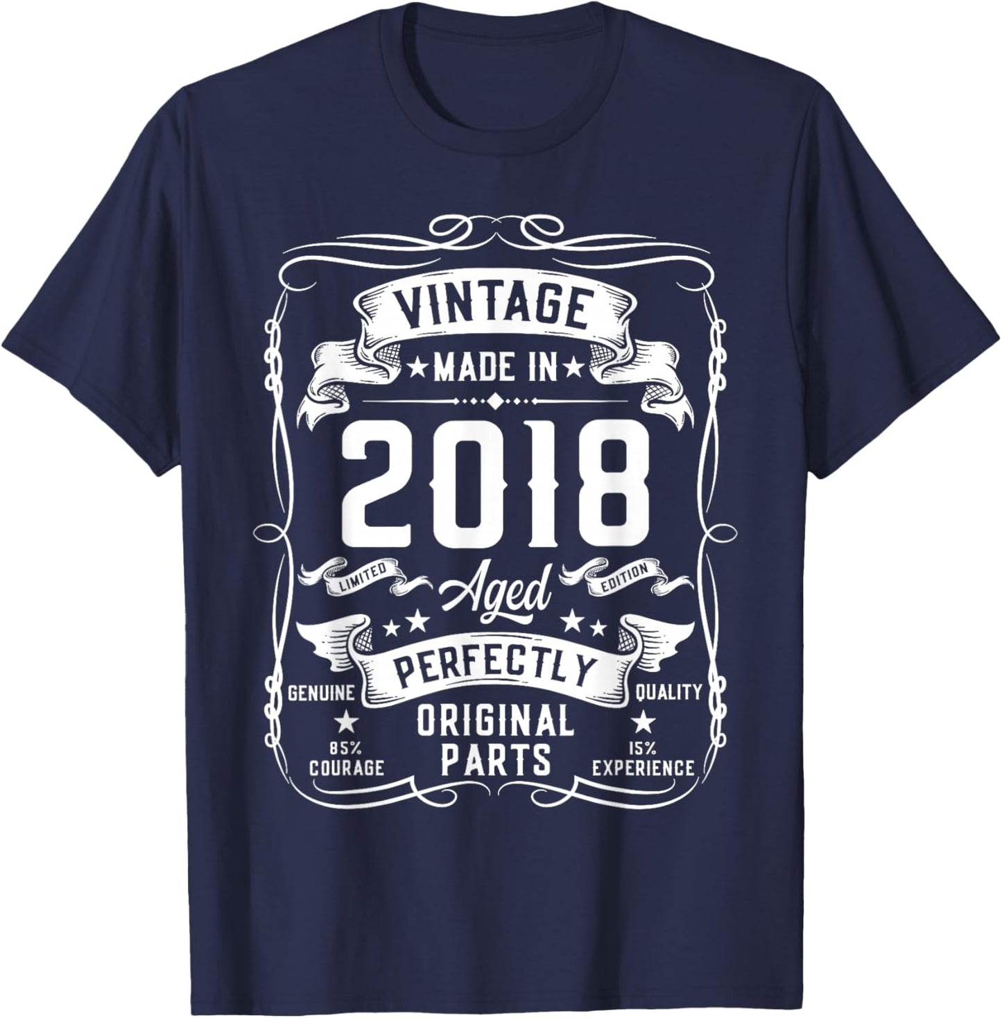 Vintage 2018 8yr 8th Birthday Gifts Boys Girls 8 Year Old T-Shirt - T-Shirt | Navy