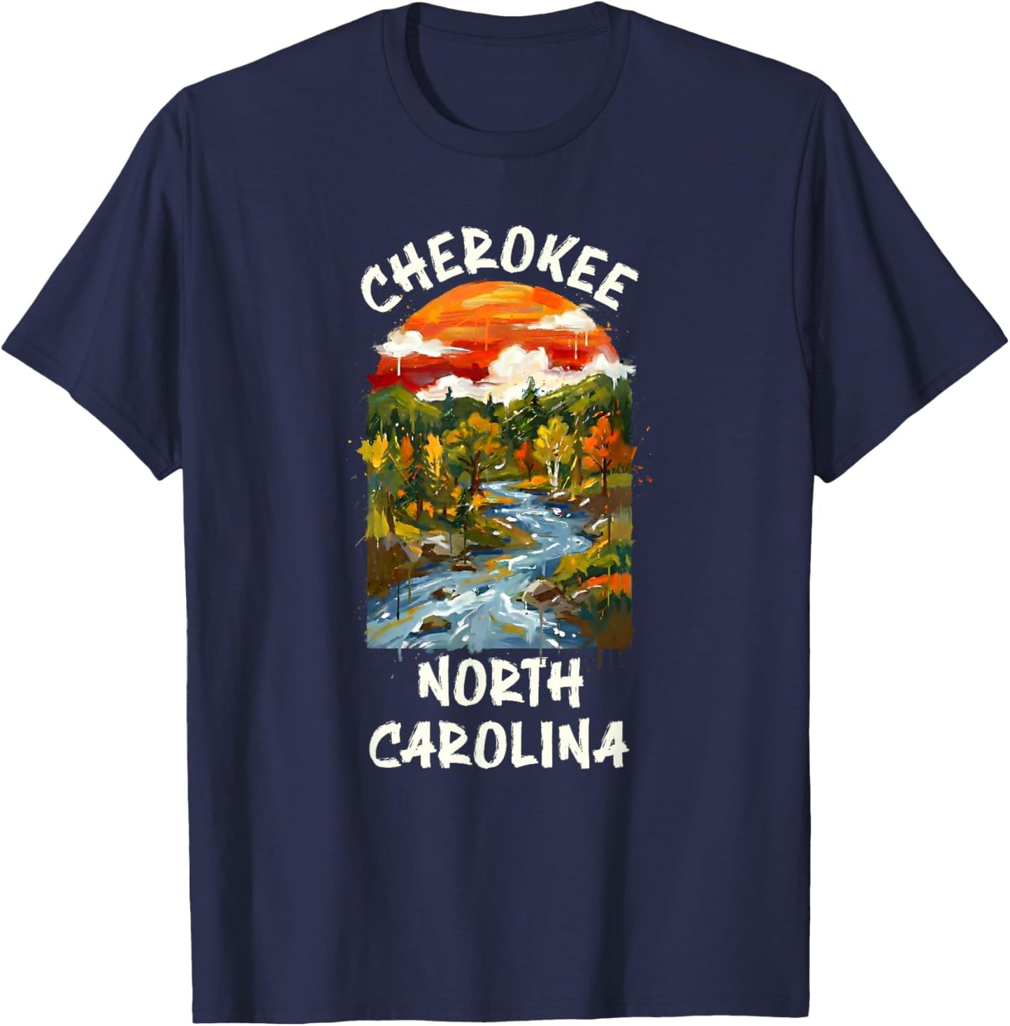 Cherokee North Carolina Mountains Vacation Road Trip T-Shirt - T-Shirt | Navy