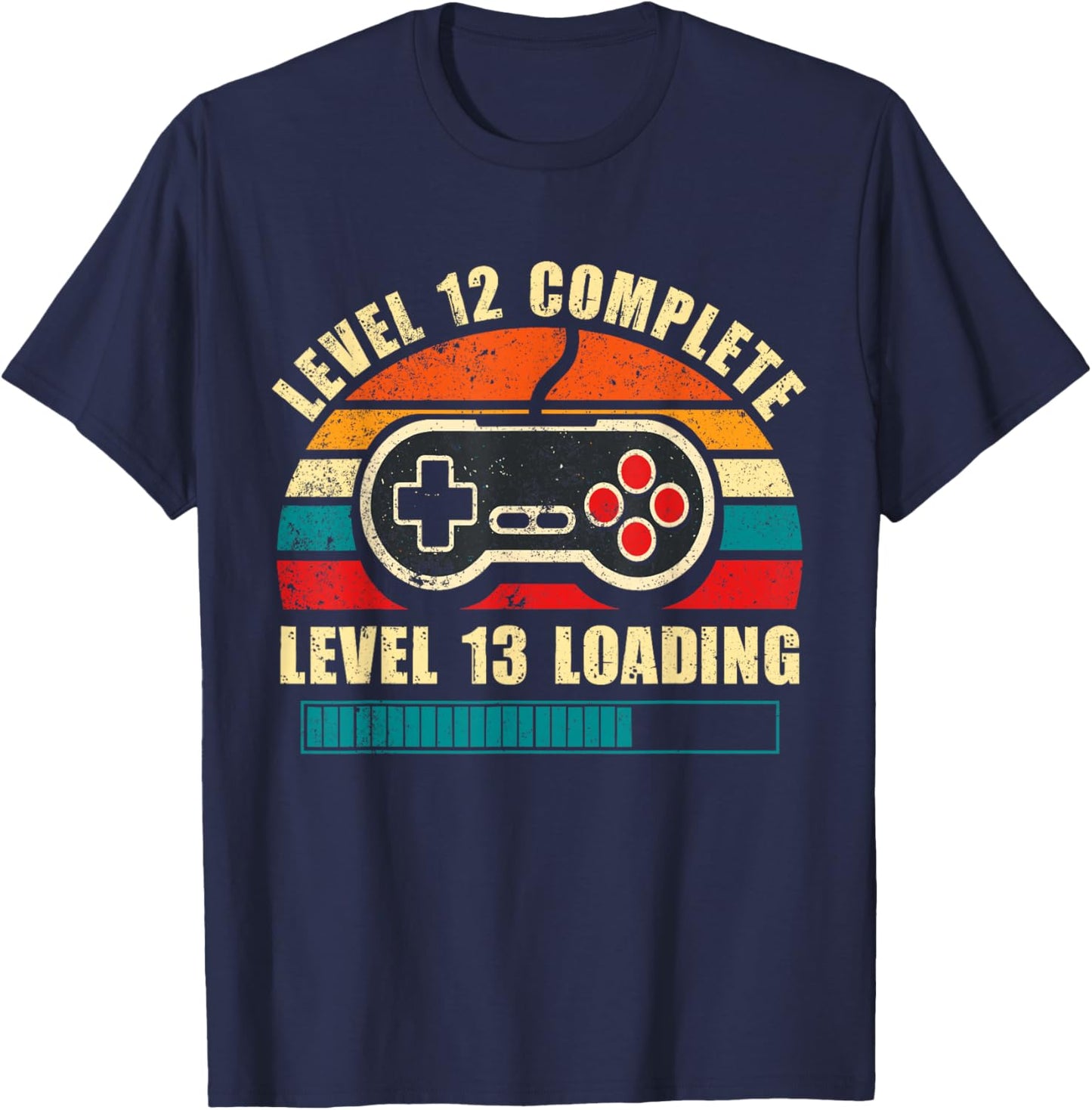 12th Anniversary Level 12 Complete Vintage Gaming Couple T-Shirt - T-Shirt | Navy