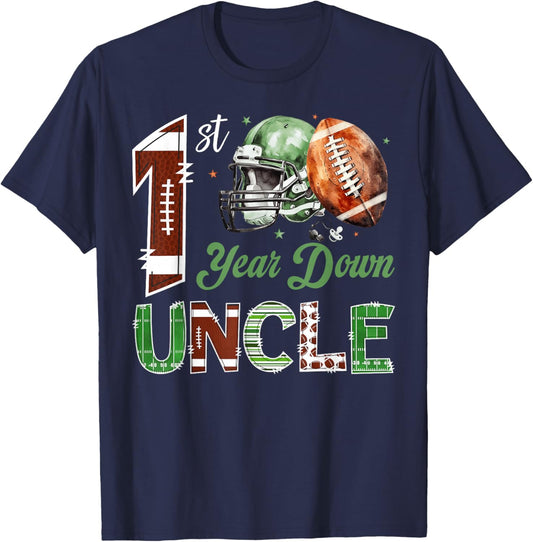 Uncle of The 1 Year Old Football 1st Birthday Boy Party T-Shirt - T-Shirt | Navy