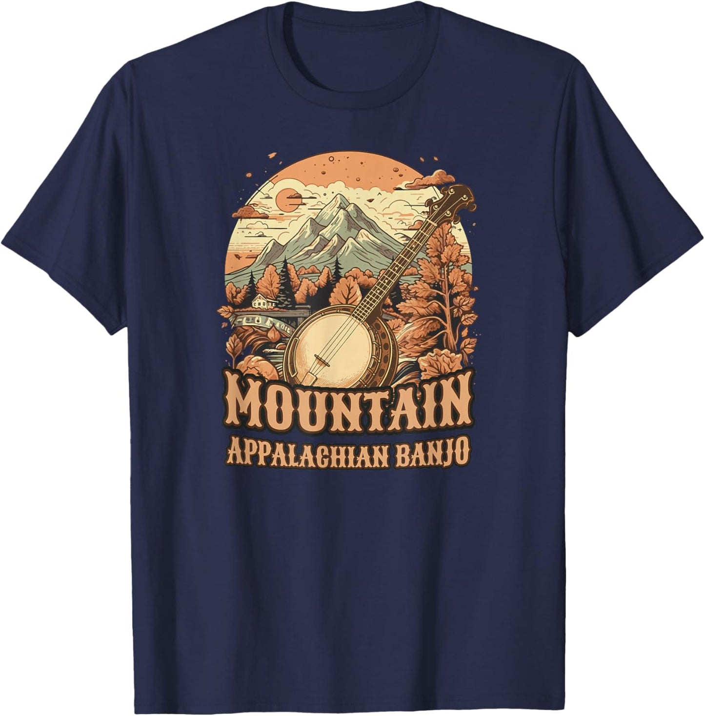 Bluegrass-Banjo Country-Mountain-Appalachian, Banjo T-Shirt - T-Shirt | Navy