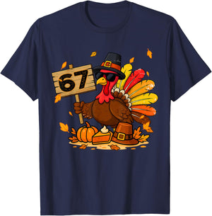 Funny Six Seven 6 7 Meme Turkey Thanksgiving Boy Girl Kids T-Shirt - T-Shirt | Navy