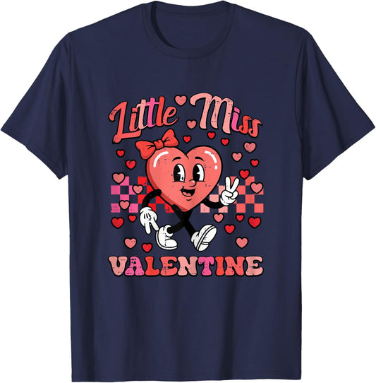Little Miss Valentine Heart Valentines Day Girl Kids Toddler T-Shirt - T-Shirt | Navy