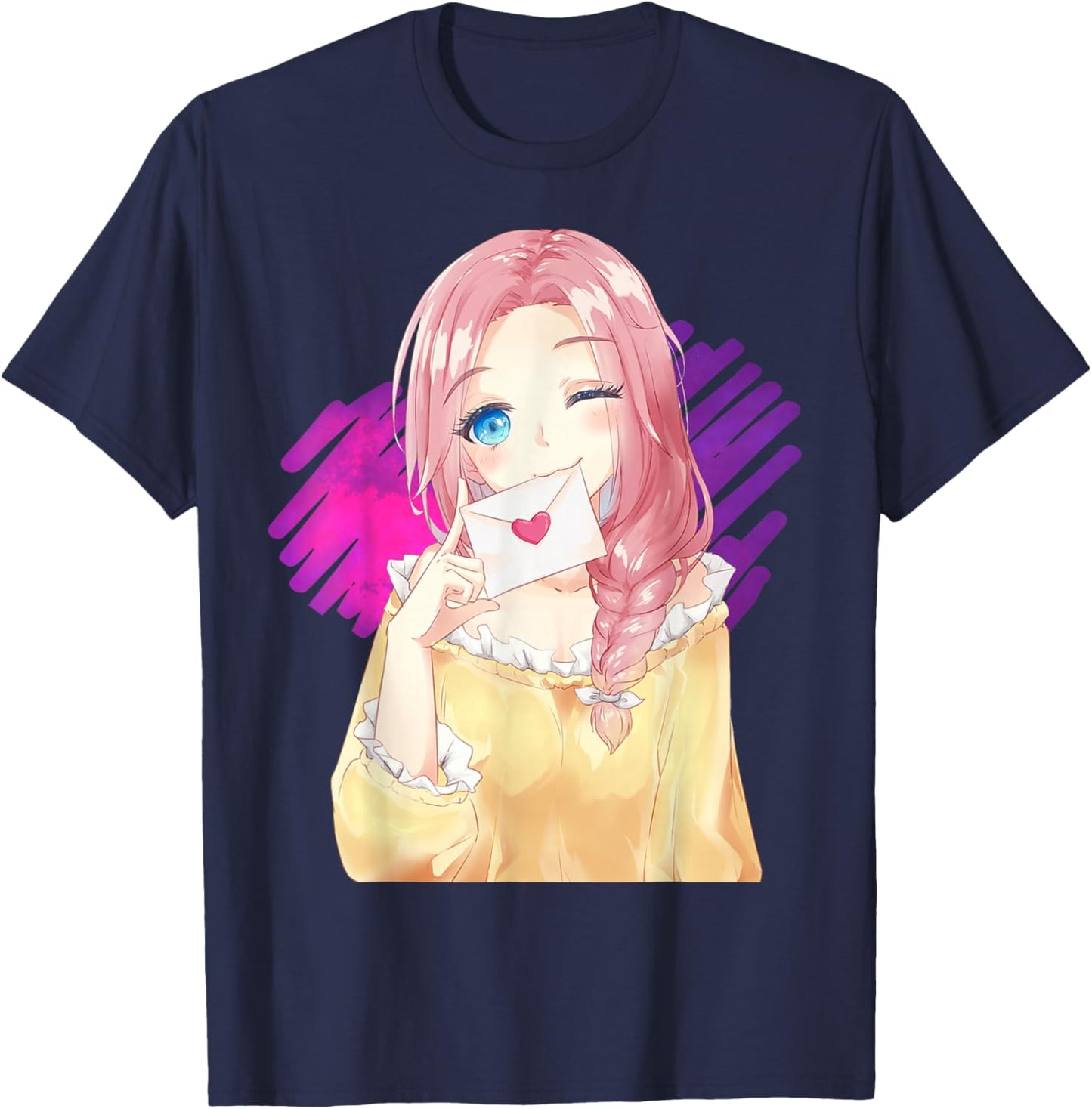 Aesthetic Anime Girl, Cute Anime Gift & Girls T-Shirt - T-Shirt | Navy