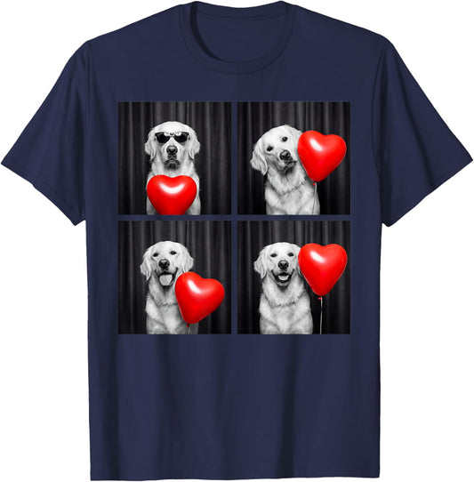 Funny Golden Retriever Photobooth Dog Lover Valentines T-Shirt - T-Shirt | Navy