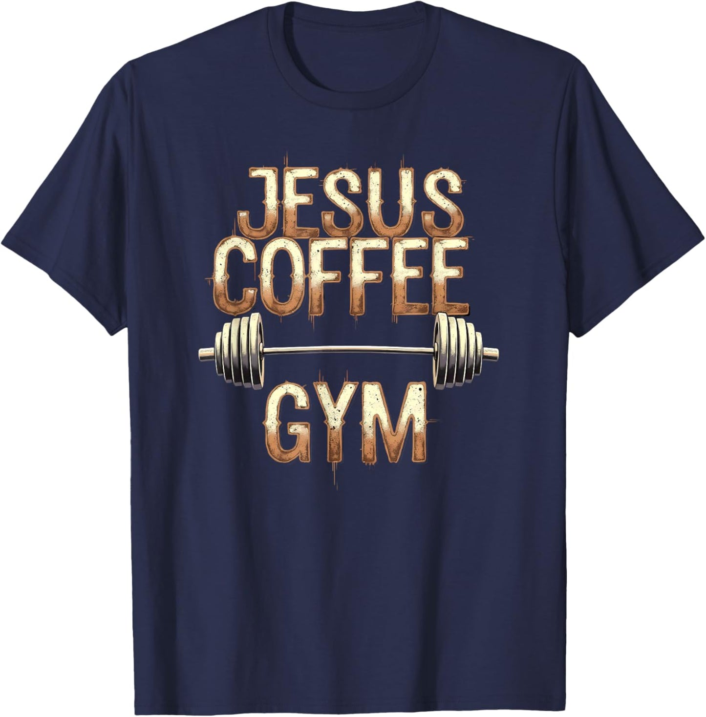 Christian Weightlifting Fitness Jesus Coffee Gym T-Shirt - T-Shirt | Navy