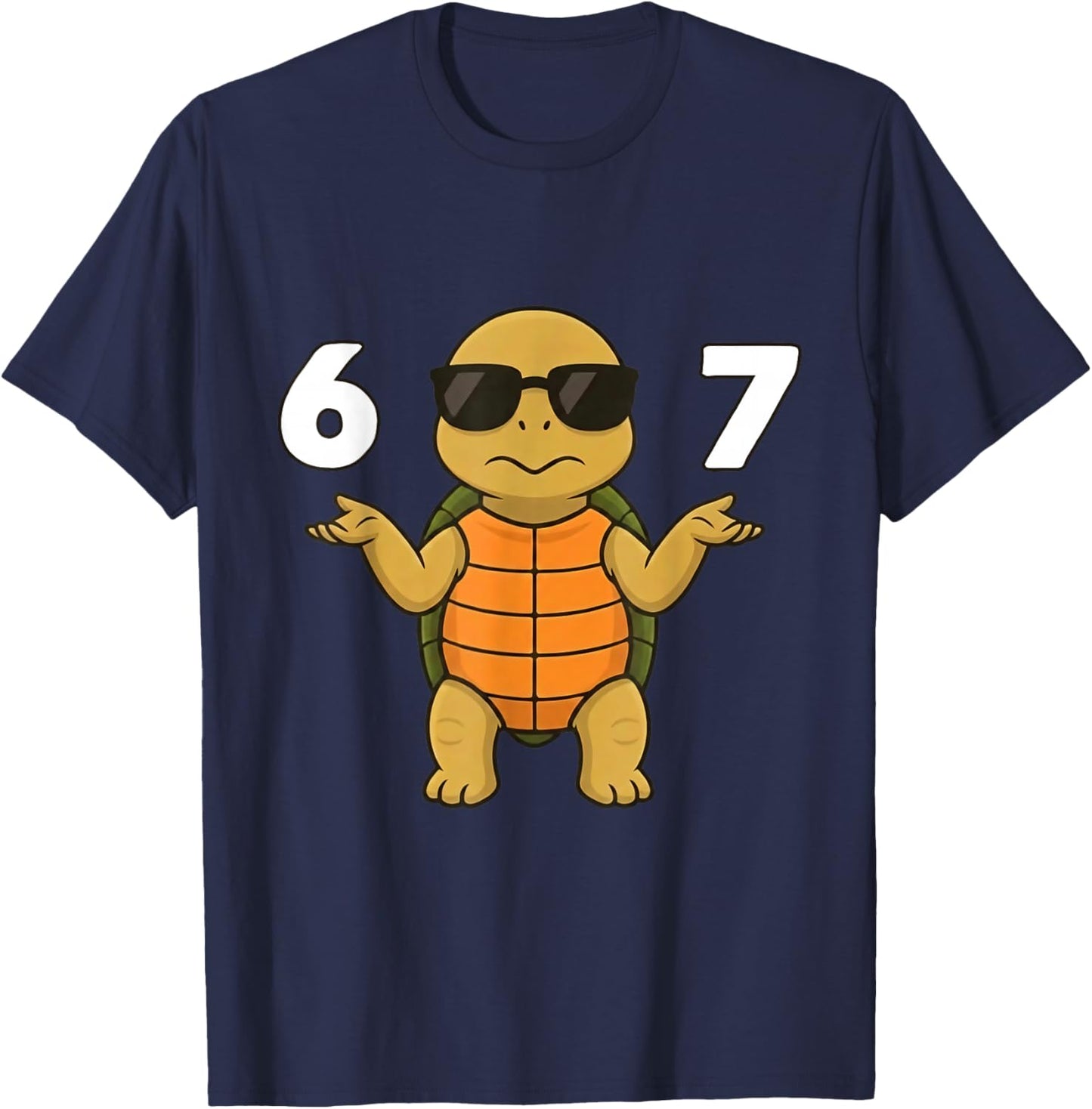 Turtle Cool 67 Six Seven Meme Funny Sunglasses Kids Humor T-Shirt - T-Shirt | Navy