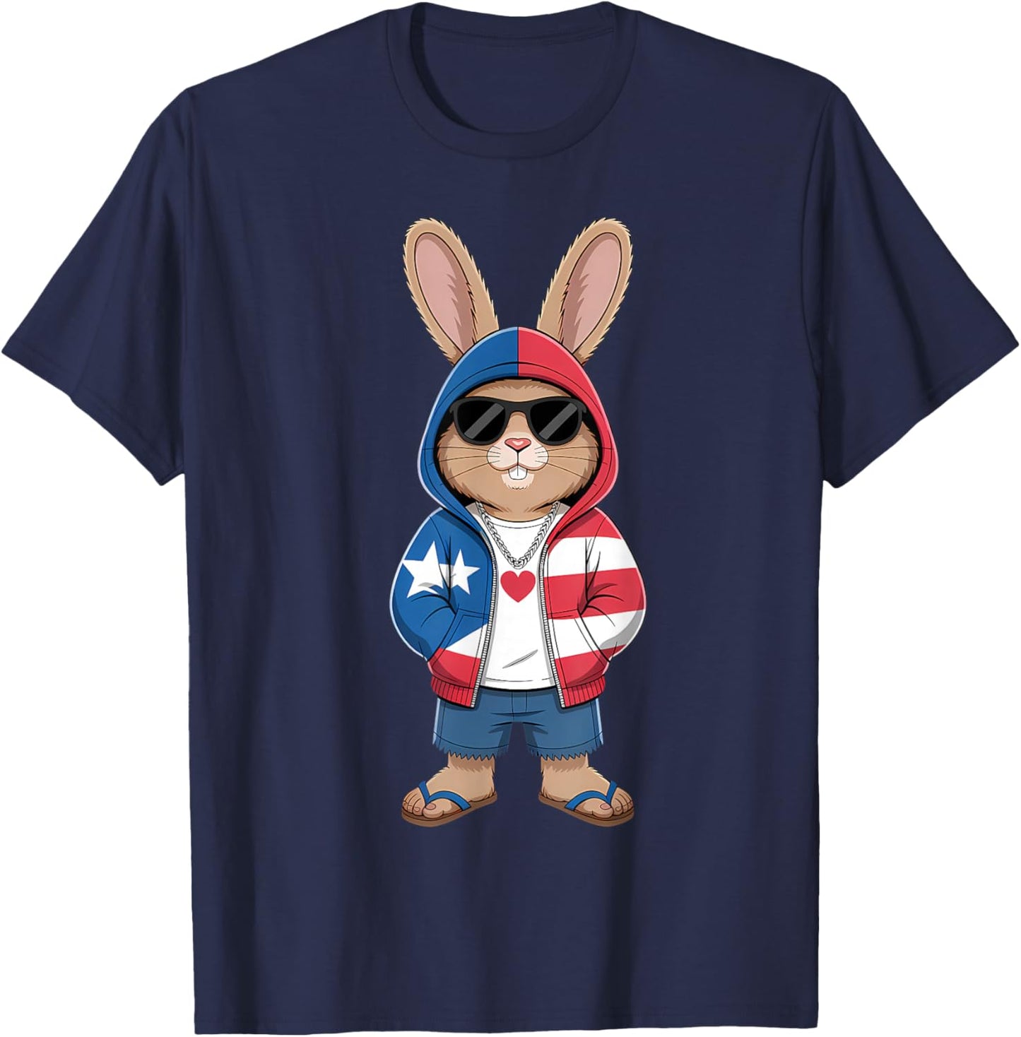 Puerto Rico Flag Bunny Puerto Rican Rabbit T-Shirt - T-Shirt | Navy