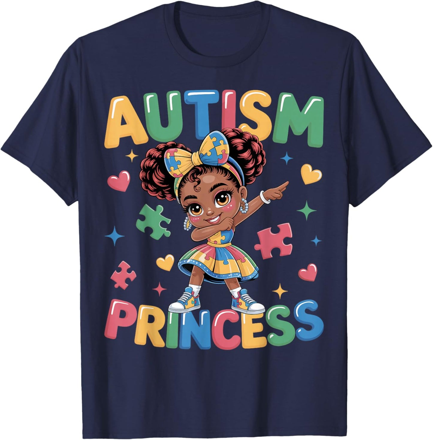 Autism Princess Coquette Bow Daughter Autism Awareness Girls T-Shirt - T-Shirt | Navy