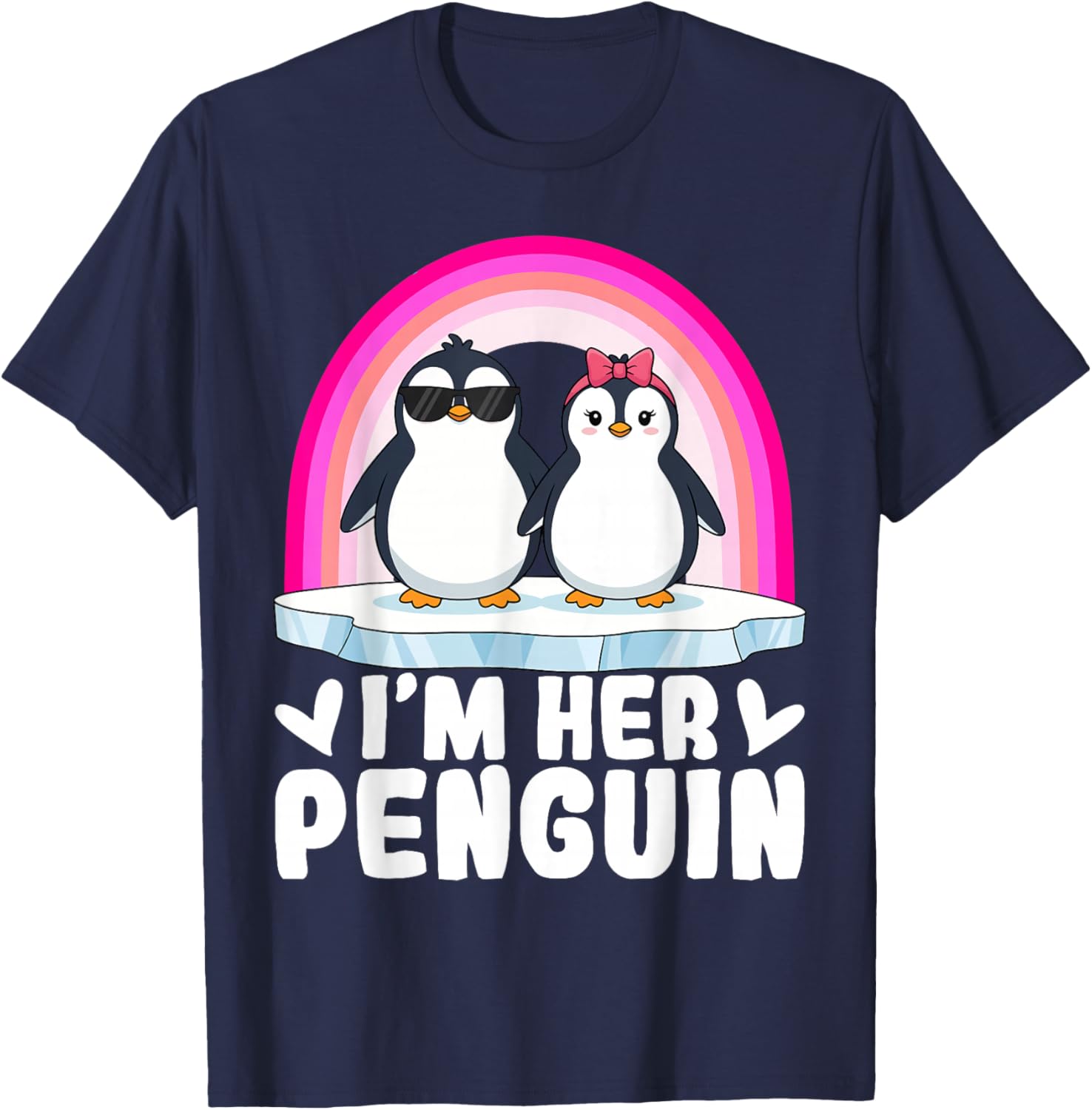 I'm Her Penguin Matching Couple Valentine Love Hearts T-Shirt - T-Shirt | Navy