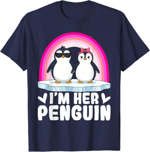 I'm Her Penguin Matching Couple Valentine Love Hearts T-Shirt - T-Shirt | Navy