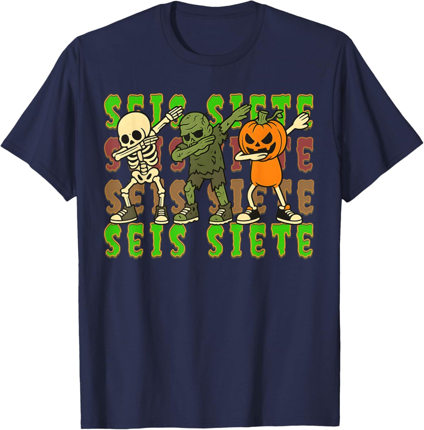 SEIS Siete Spanish Halloween 67 Boys Kids Six Seven Espanol T-Shirt - T-Shirt | Navy