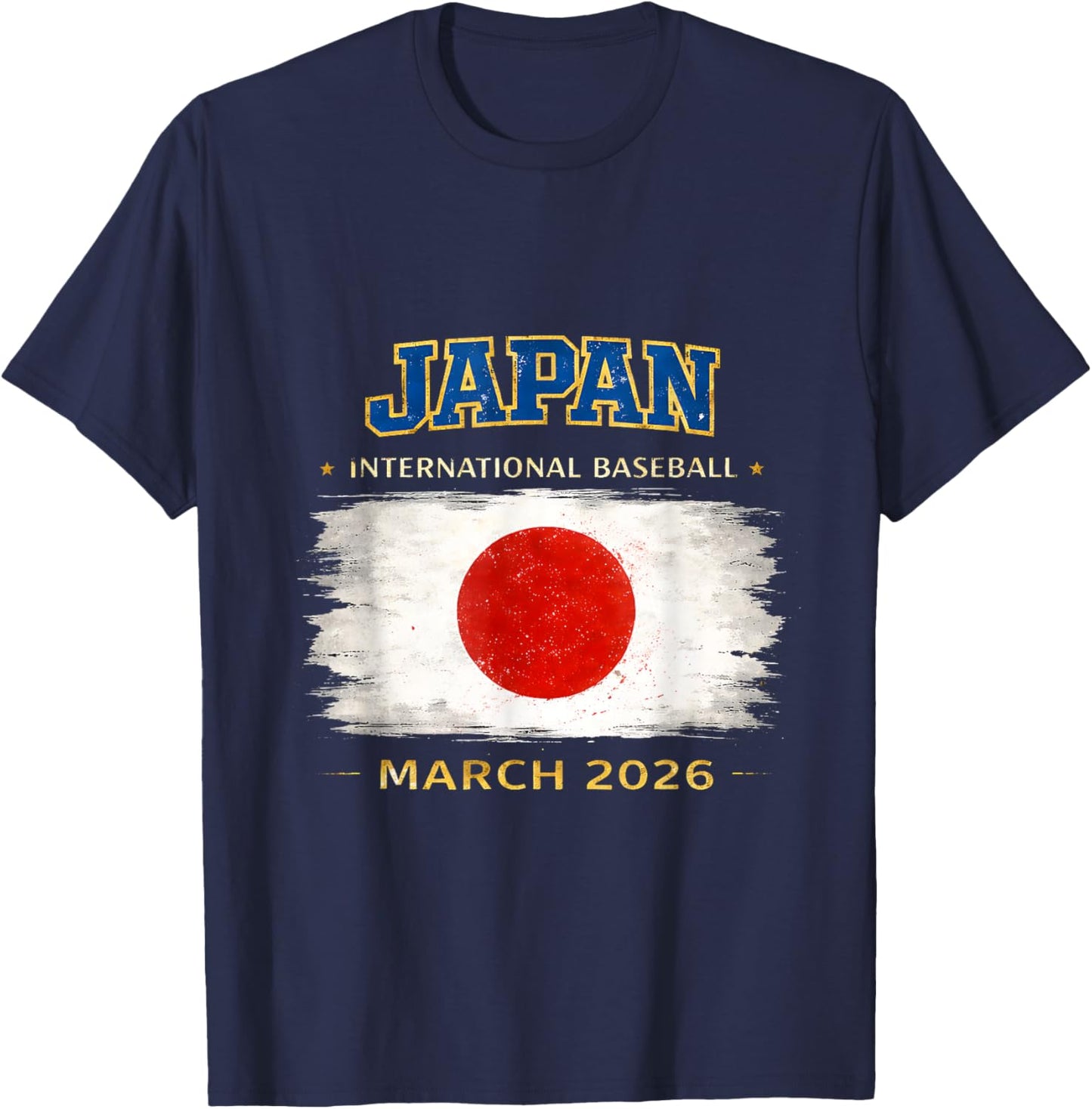 Japan Flag Baseball March 2026 International Design T-Shirt - T-Shirt | Navy