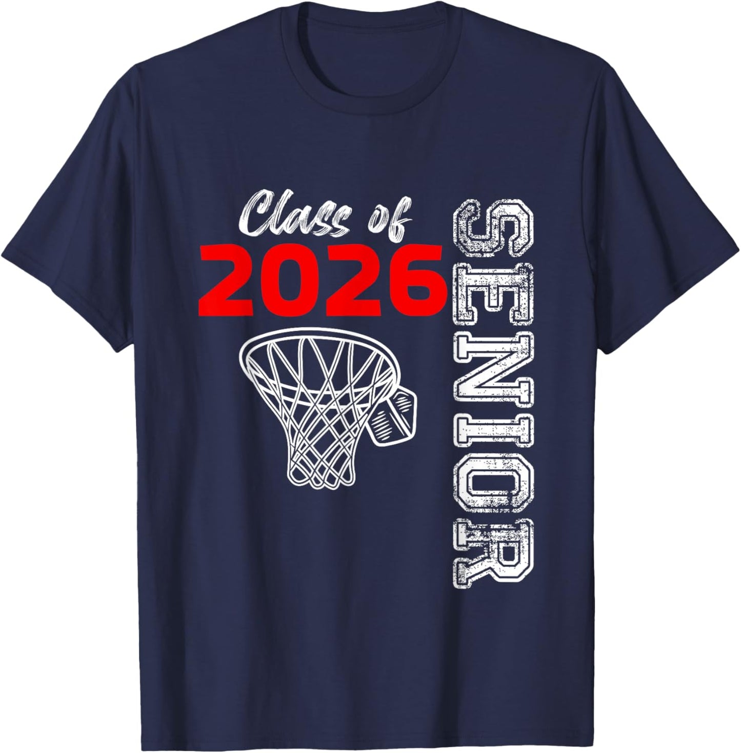 Graduate Senior Class of 2026 Basketball Player Graduation T-Shirt - T-Shirt | Navy