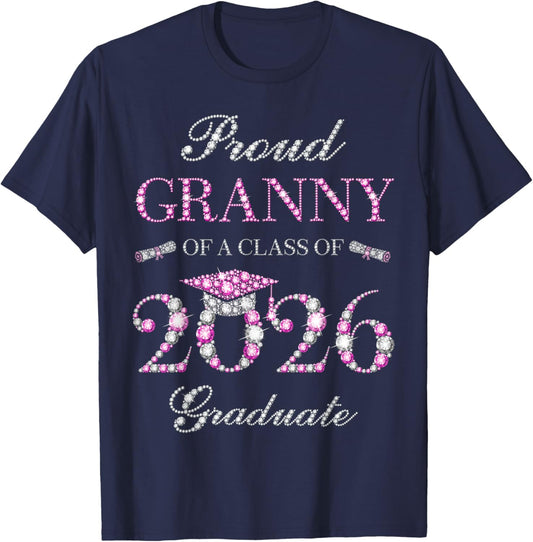 Proud Granny of A Class of 2026 Graduate T-Shirt - T-Shirt | Navy
