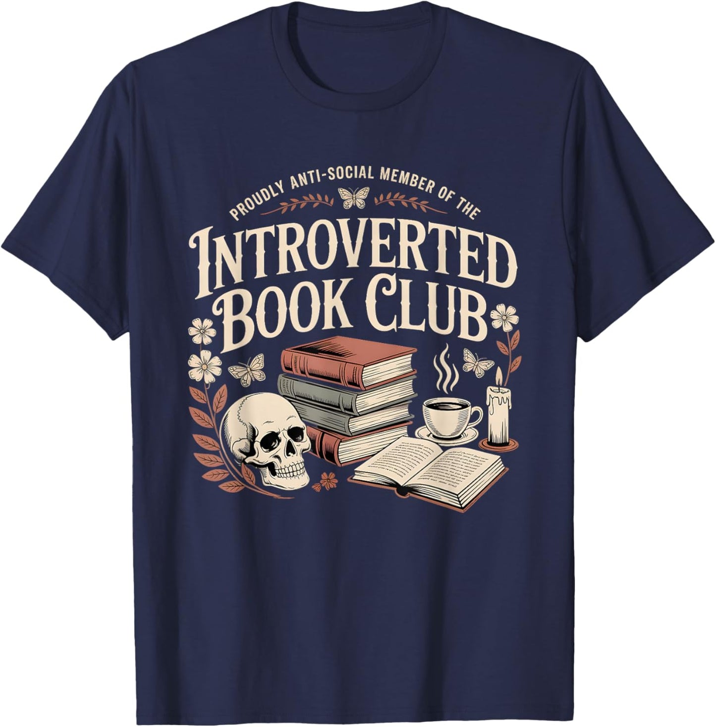 Retro Goth Proud Anti Social Member of Introverted Book Club T-Shirt - T-Shirt | Navy