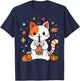 Thanksgiving Cat Boba Bubble Milk Tea Fall Girls Kids Women T-Shirt - T-Shirt | Navy