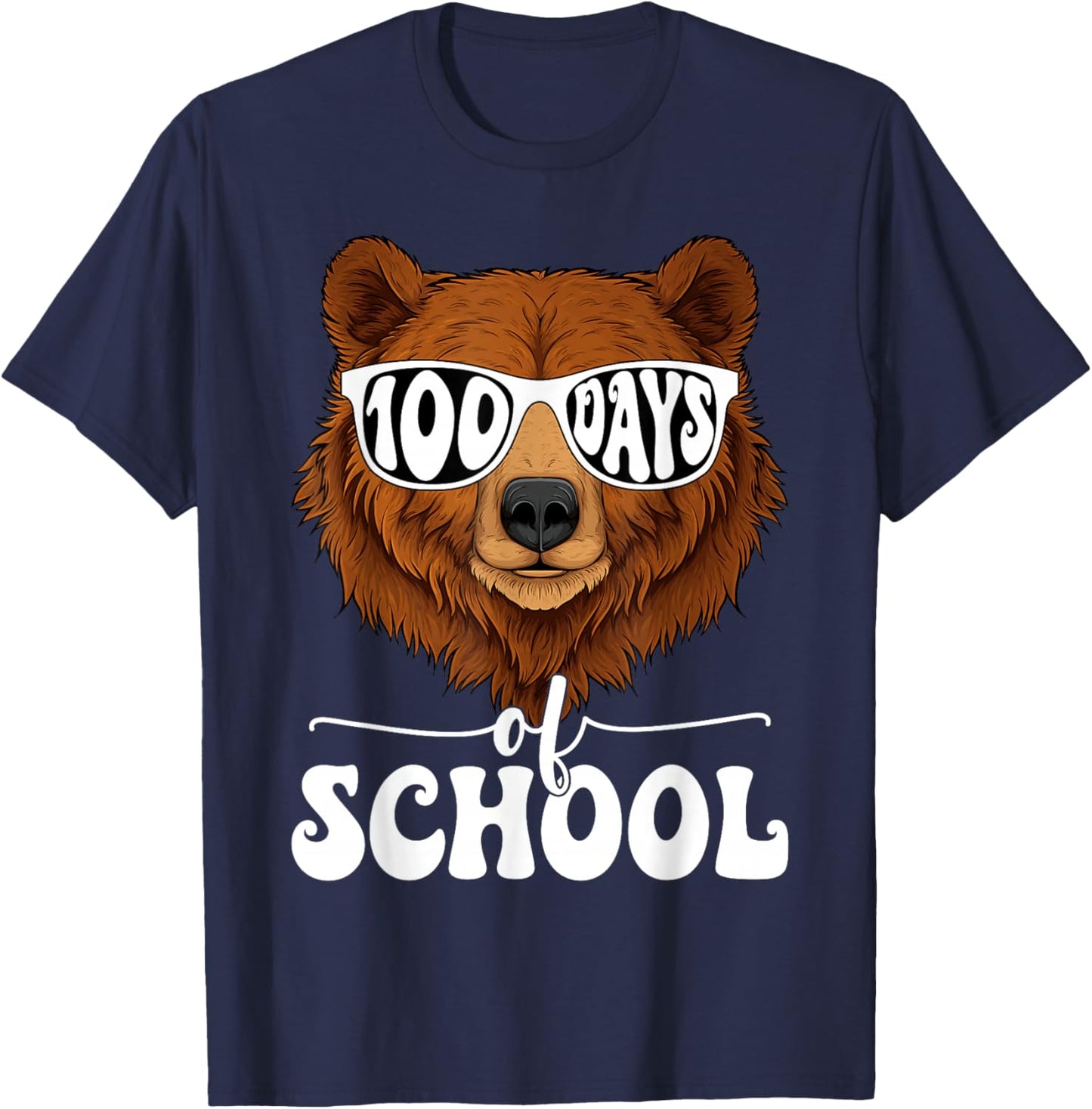 Cute 100 Days of School Bear 100th Day of School Boys Kids T-Shirt - T-Shirt | Navy