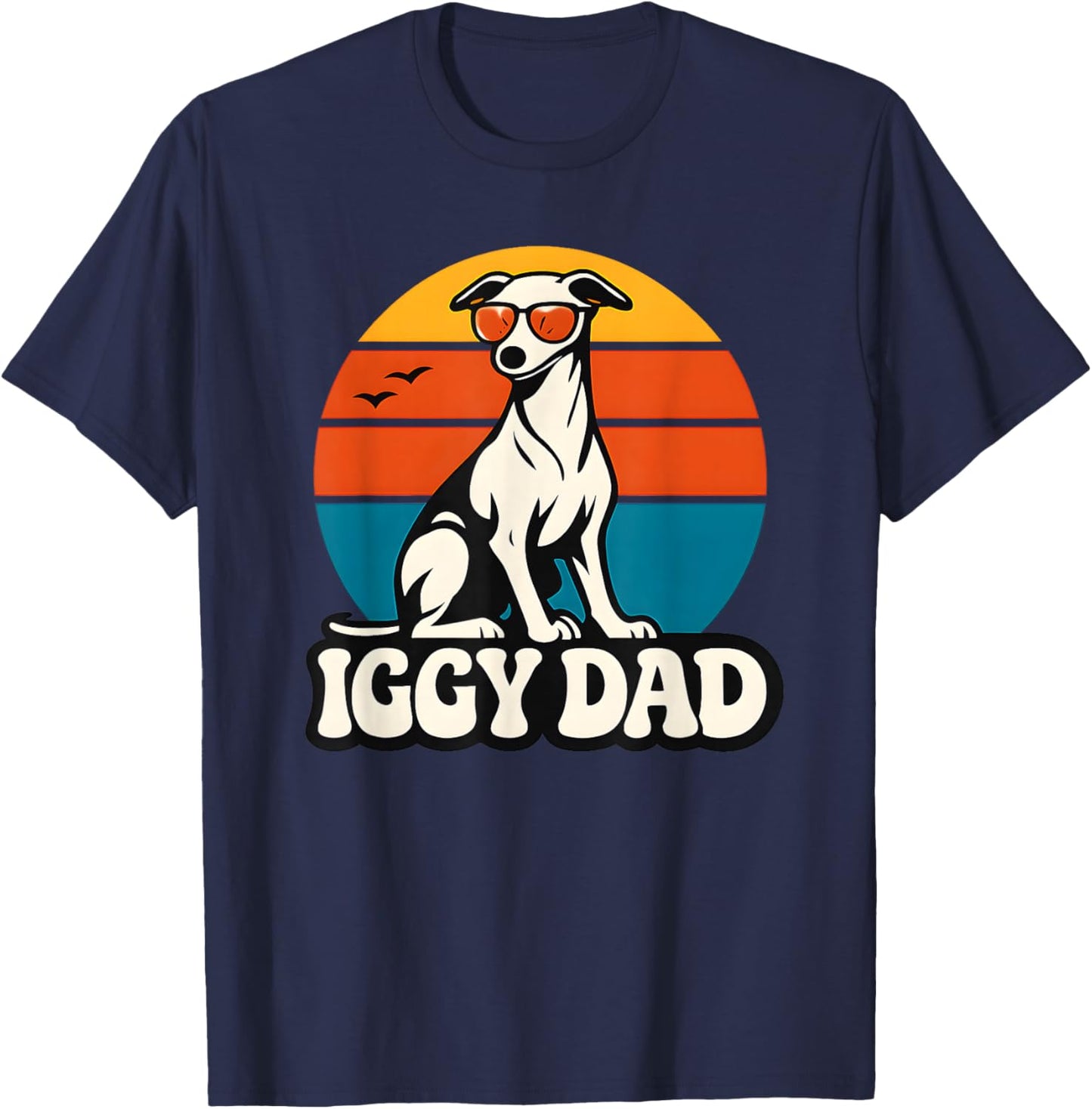 Iggy Dad Italian Greyhound Dog Retro T-Shirt - T-Shirt | Navy